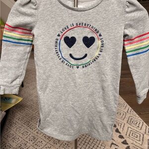 GAP Gray Dress with Heart Smiley and Rainbow Stripes